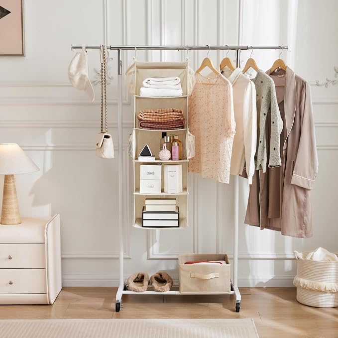 MAX Houser 5 Shelf Hanging Closet Organizer, Space Saver, Cloth Hanging Shelves - Image 7