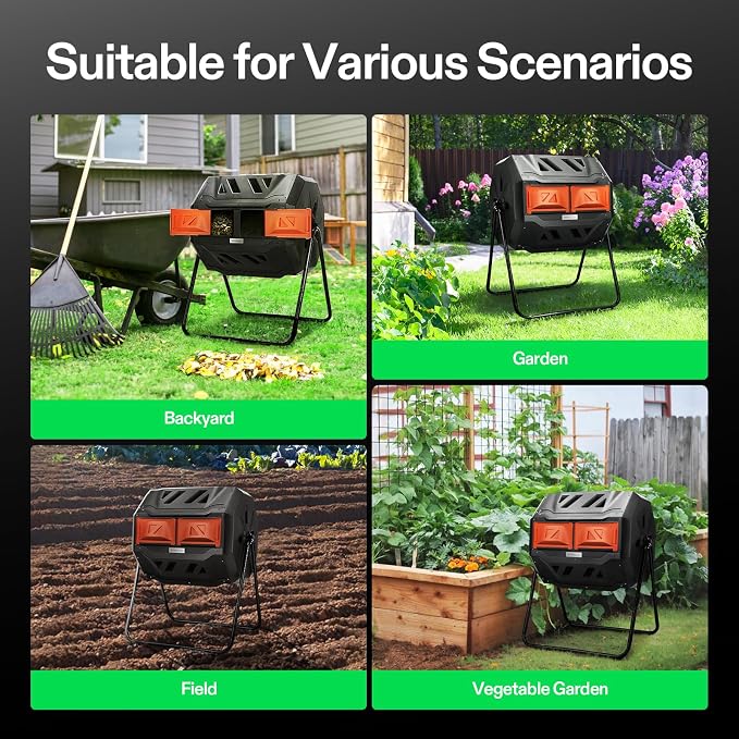 VIVOSUN Outdoor Tumbling Composter Dual Rotating Batch Compost Bin, 43 Gallon - Image 9