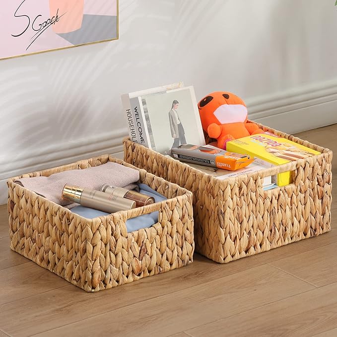 HOONEX Water Hyacinth Storage Baskets, Wicker Baskets