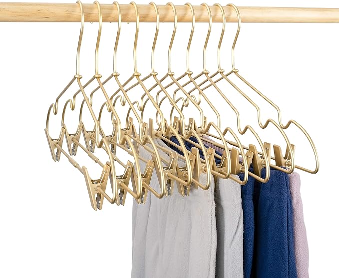 12.5" Gold Metal Baby Clothes Clips Hanger Children Kids Coat Hanger Display - Image 4