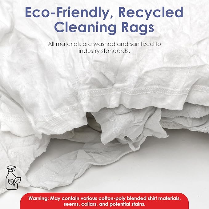 Huck & Terry White T-Shirt Bag of Rags, 100% Recycled Material, Cotton Blend - Image 3