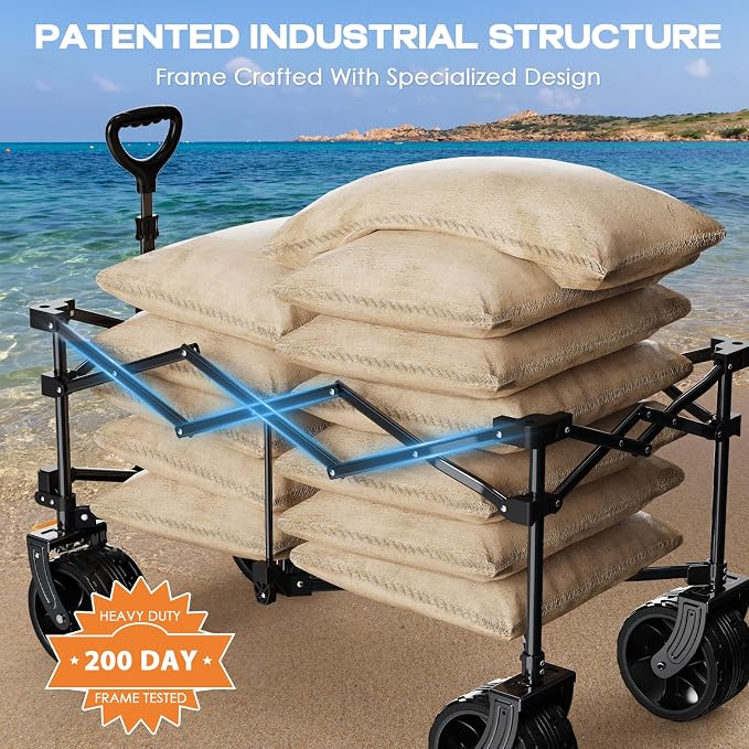 Collapsible Wagon Cart Heavy Duty Foldable, Folding Beach Wagon - Image 4