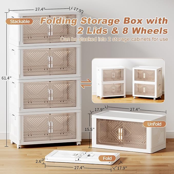 Storage Bins with Lid 120QT, Stackable Storage Containers with Wheels and - Image 3