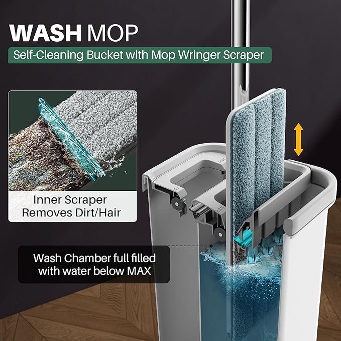 JOYMOOP Mop and Bucket with Wringer Set, Hands Free Flat Floor Mop and Bucket - Image 2
