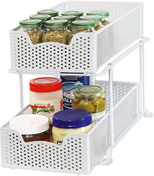 SIMPLE HOUSEWARE 2 Tier Sliding Cabinet Basket Organizer Drawer by SimpleHouseware