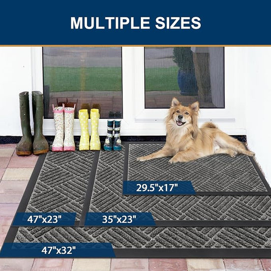 Smiry Front Door Mat Outside Entrance, Heavy Duty Outdoor Indoor Natural Rubber - Image 2