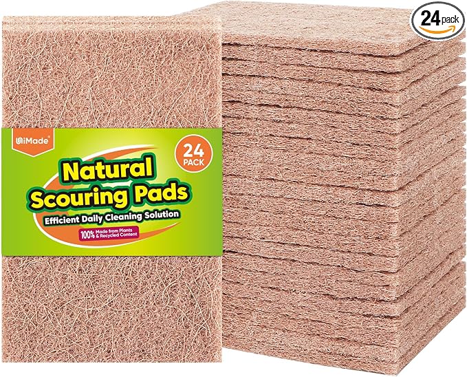 Natural Sisal Non-Scratch Scouring Pads, Garage and Outdoors, Cellulose by Unimade