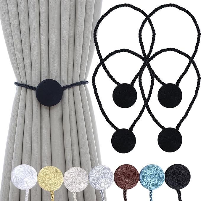 Magnetic Curtain Tiebacks - 12mm Magnetic Tie Backs by SLIFEOW