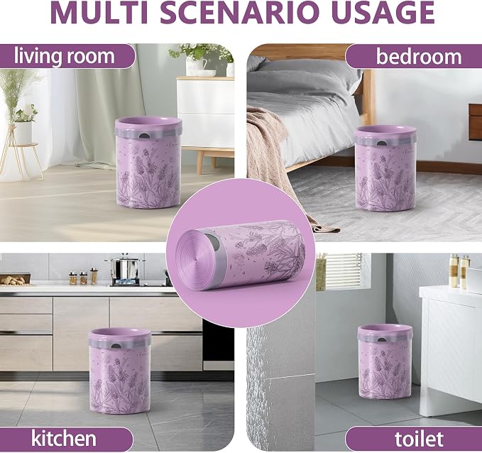 VOK 13 Gallon Trash Bags with Lavender Print & Drawstring, Tear-Resistant Tall - Image 5