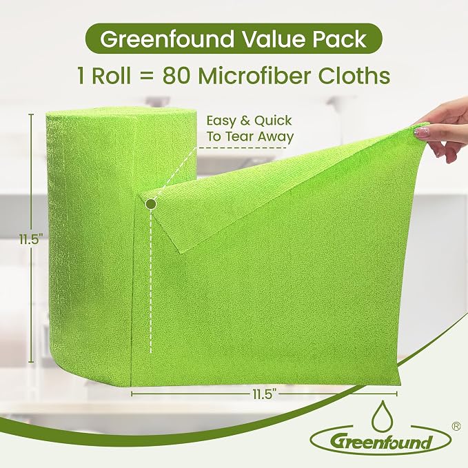 Greenfound Microfiber Cleaning Cloth Roll -80 Pack, Tear Away Microfiber Towels - Image 2