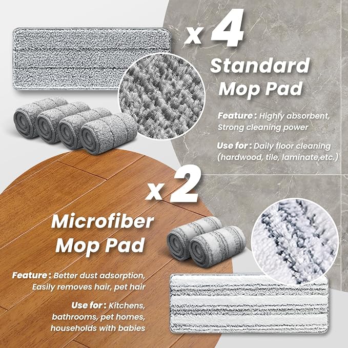 Mop and Bucket Set, Flat Microfiber Mops - Image 4