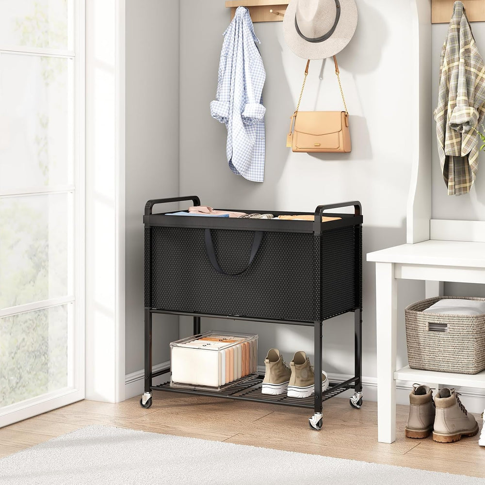 Laundry Hamper Rolling Sorter: 120L Large Basket with Wheels Removable Bag