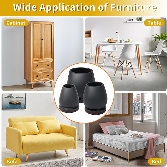 Ezprotekt 24 Pcs Black Chair Leg Floor Protectors - Image 6