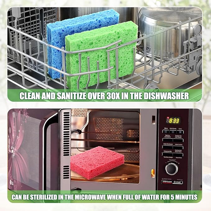 12 Counts Multipurpose Kitchen Sponges Pack Compostable Biodegradable - Image 6