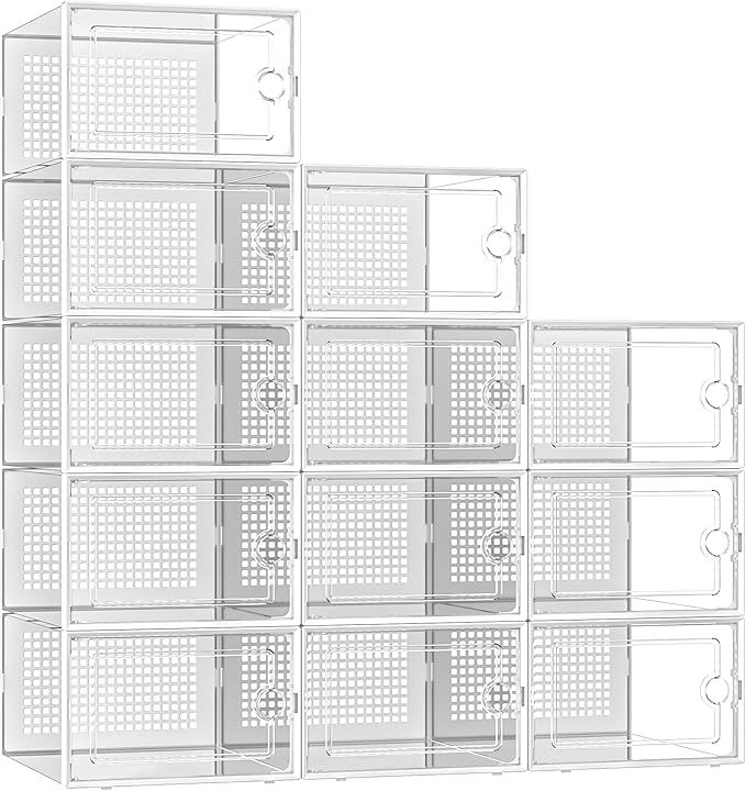 Kuject X-Large Shoe Storage Boxes Organizers Clear Plastic Stackable 12 Pack - Image 9