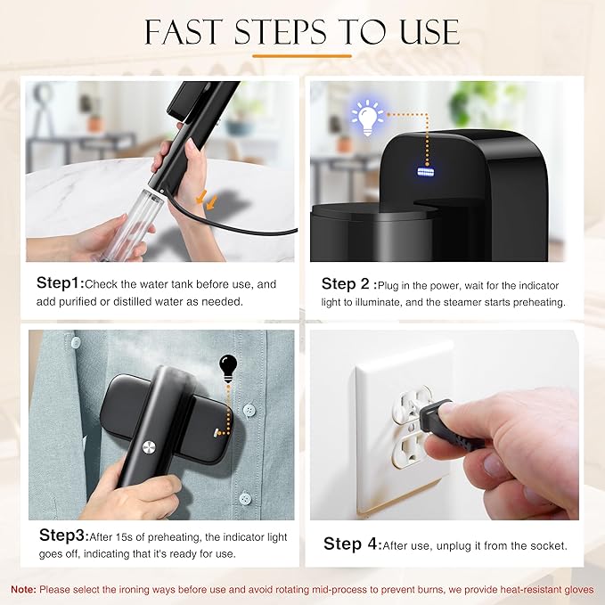 Steamer for Clothes, Portable Handheld Garment Steamer for Fabric Wrinkles