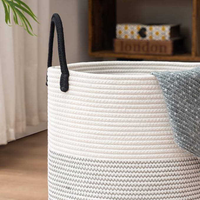 YOUDENOVA Woven Rope Laundry Hamper Basket, 72L Tall Laundry Basket, Baby - Image 4