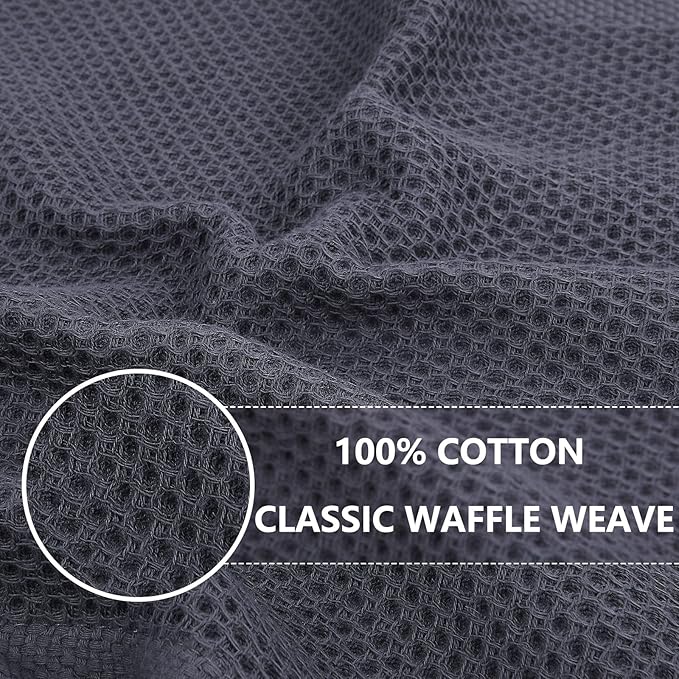 Homaxy 100% Cotton Oversized Waffle Weave Kitchen Dish Towels, Ultra Soft - Image 2