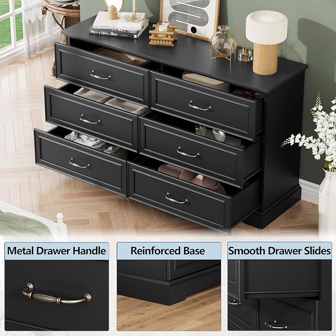 6 Drawer Dresser for Bedroom, Rustic Farmhouse Dresser - Image 5