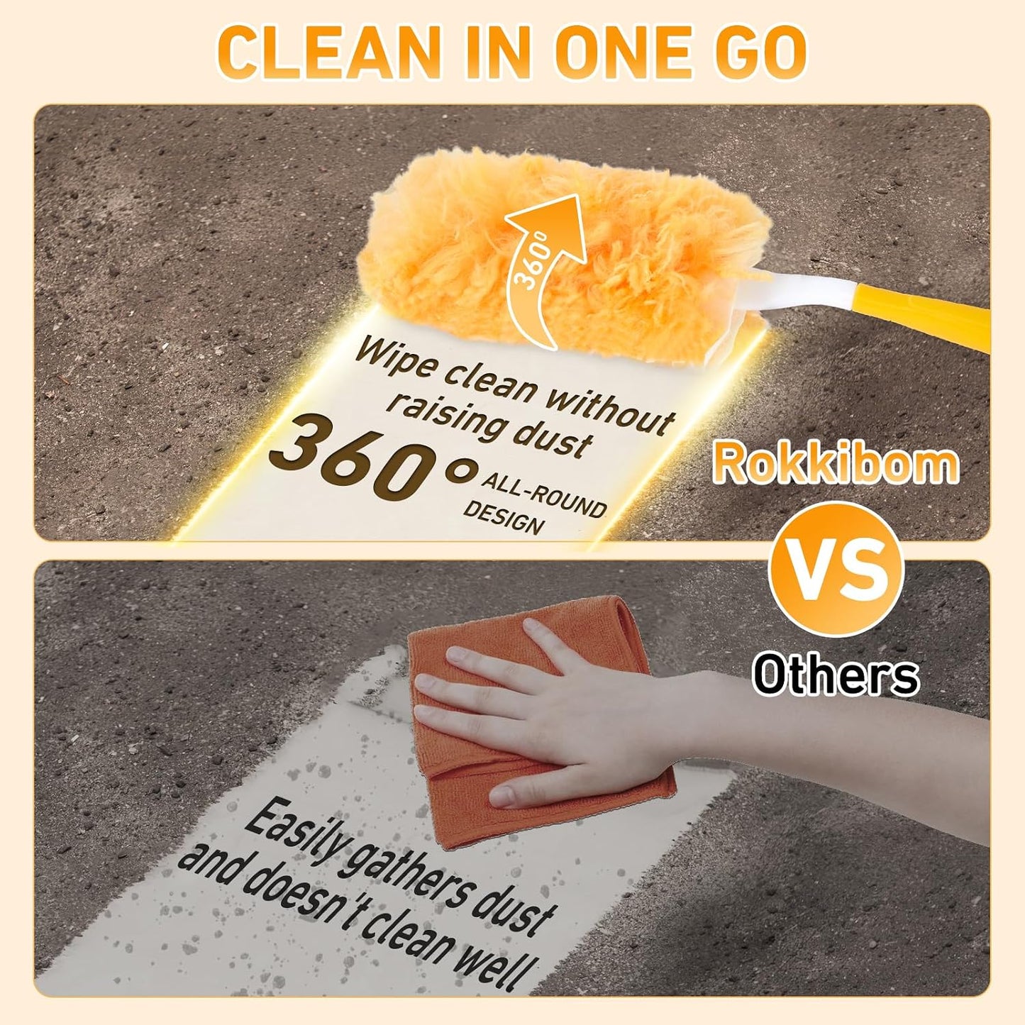 360° Duster Refills Kit for Swiffer Duster, 25 Pack & 1 Handle, Multi-Surface Dusters with 4X Cleaning Power. Efficient Duster Kit for Cleaning Pet Hair, Home, Office, Blinds, Furniture and More
