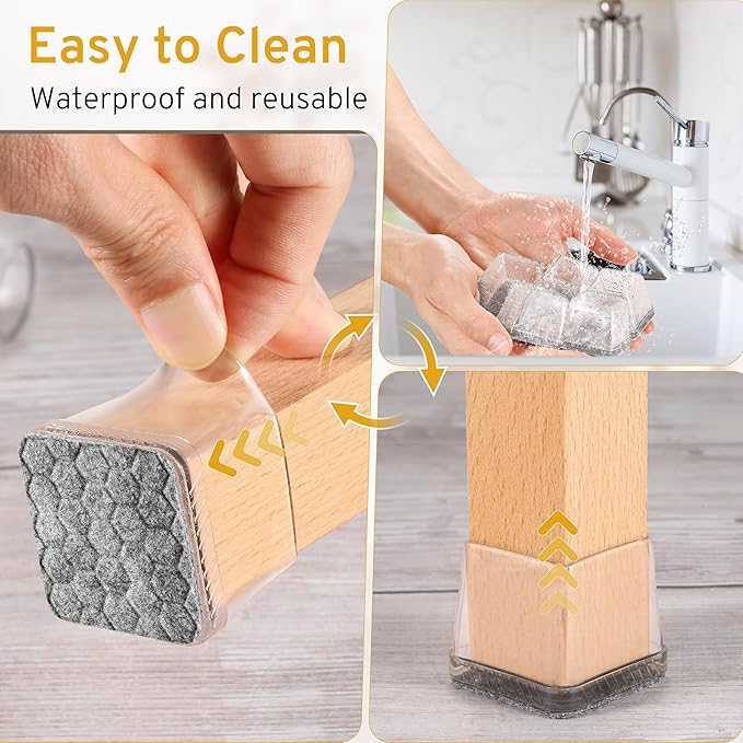 24PCS Square Chair Leg Floor Protectors, Furniture Sliders, Chair Leg Protectors - Image 6