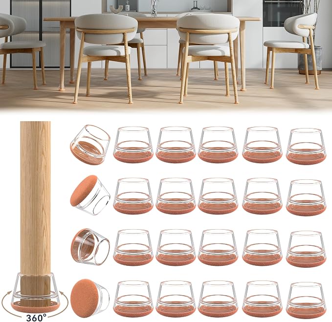 24PCS Upgraded Silicone Chair Leg Floor Protectors by Violibar