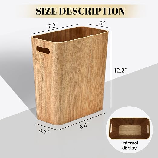 ELONG HOME 2.5 Gallon Wood Trash Can, Stylish Design Natural Wooden Wastebasket - Image 4