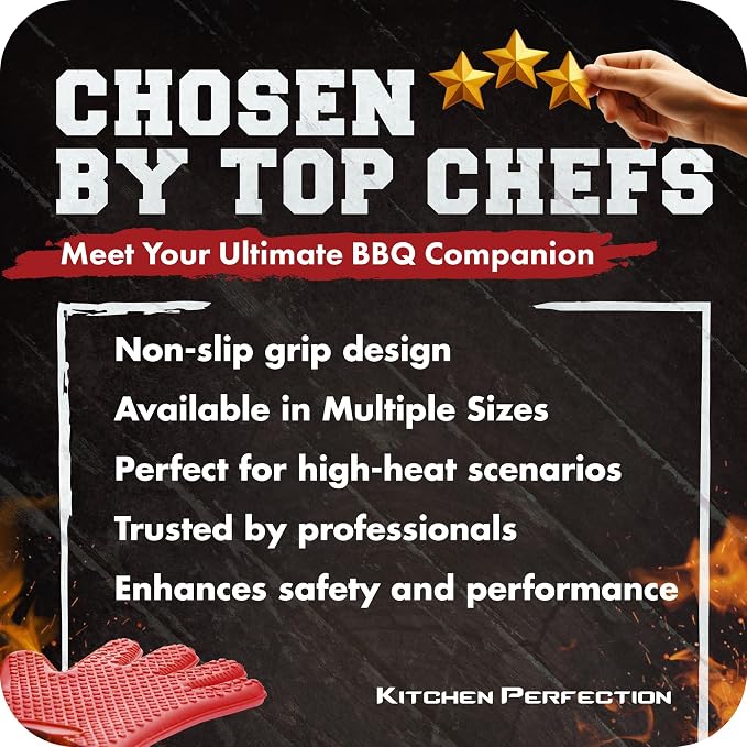 KITCHEN PERFECTION S Silicone Smoker Oven Gloves -Extreme Heat Resistant BBQ - Image 6