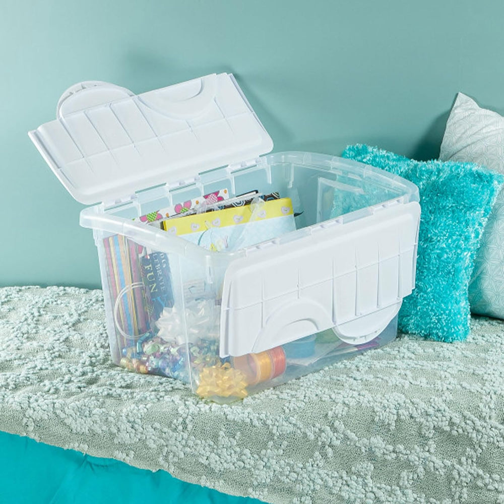 Sterilite 48 Qt Hinged Lid Storage Box, Stackable Bin with Lid, Plastic Conta...