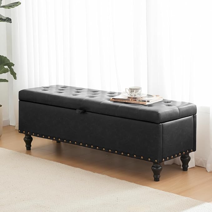 50" Storage Ottoman Bench, Tufted Ottoman by Mangodan