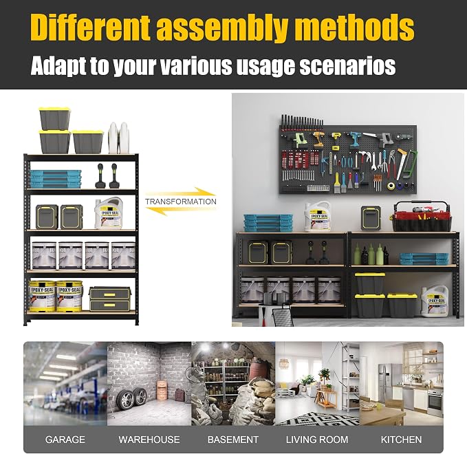 PrimeZone 4 Pack Storage Shelves 48" x 24" x 72", 5 Tier Adjustable Garage - Image 8