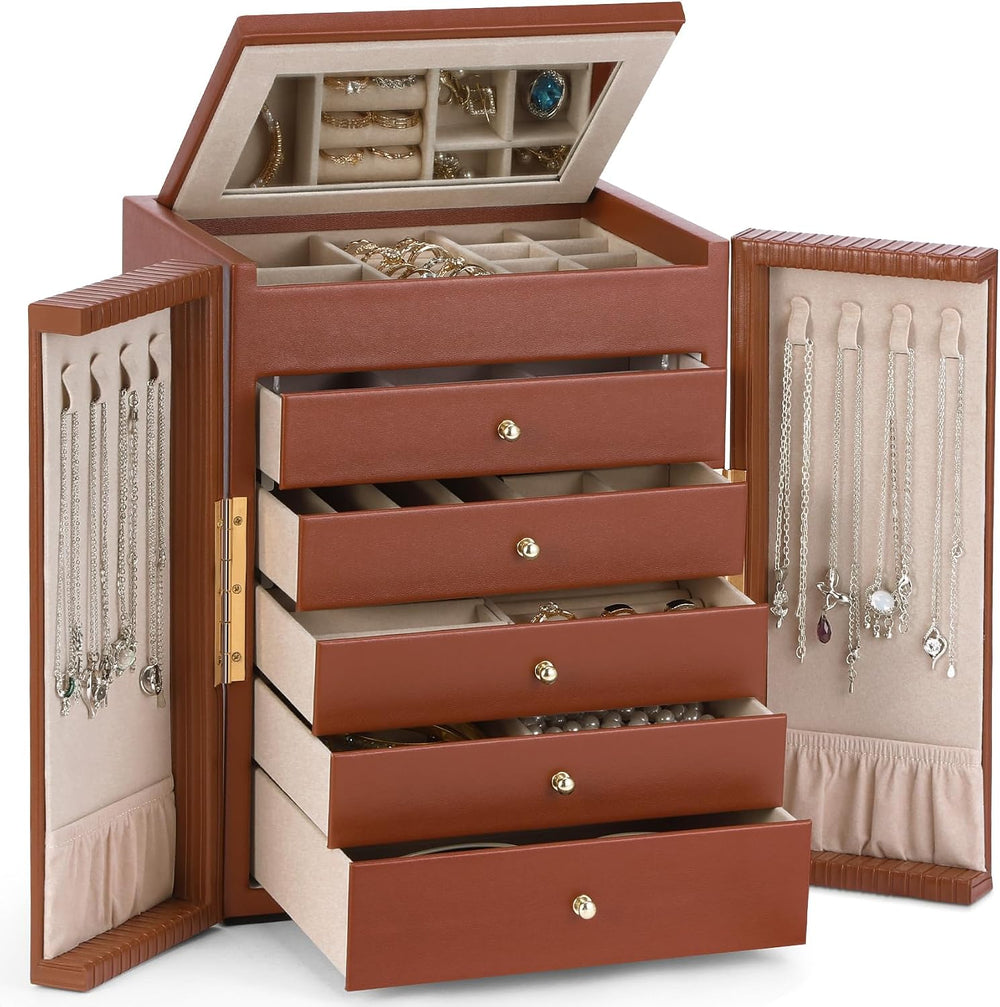 Dajasan Large Jewelry Organizer Box, 6-Tier Jewelry Storage Case with 5 Drawe...