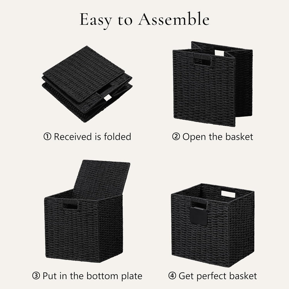 UBBCARE 4 Pack Wicker Basket, 13×13 Storage Cubes with Label, Foldable Cube S...