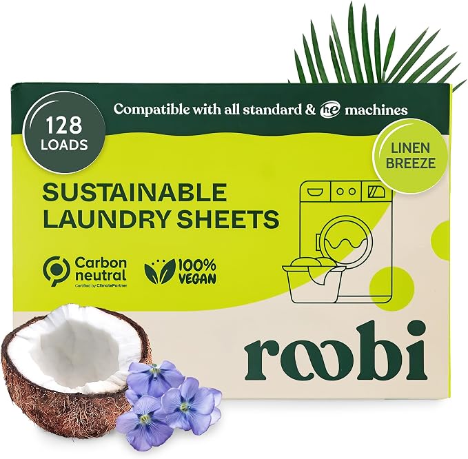Roobi Laundry Detergent Sheets. Up to 128 Loads, Liquidless Detergent. Carbon by Roobi