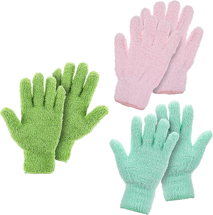 Grevosea 3 Pairs Microfiber Gloves Household Cleaning Glove Plant Dusting Glove by Unknown