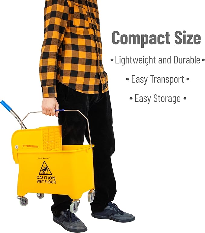 Mind Reader Mop Bucket with Wringer, 22 Qt, Floor Cleaning, 16.25"L x 10.75"W x - Image 8