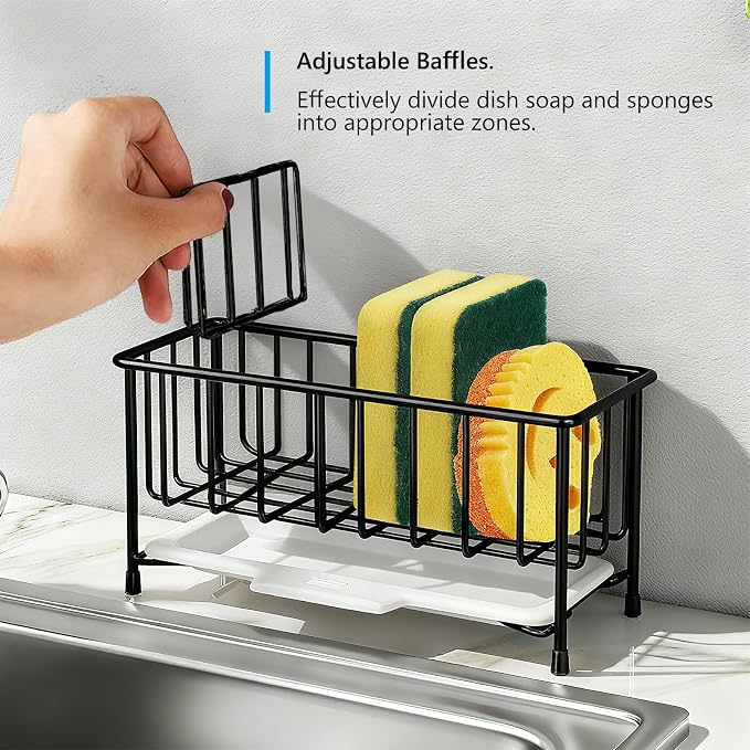 Kavciva Sink Caddy Sponge Holder, 304 Stainless Steel Dish Brush Holder - Image 4