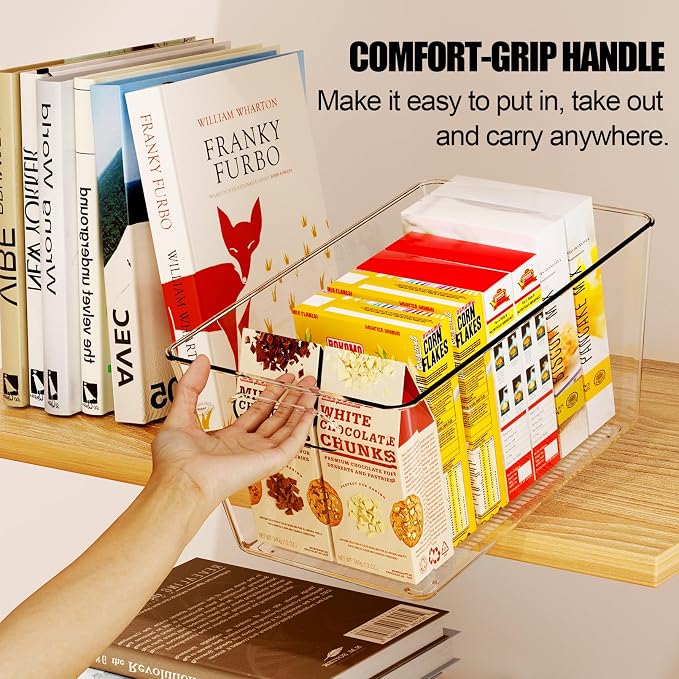 Set of 8 Clear Plastic Storage Bins, 6 Large +2 Small Pantry Organizers and - Image 7