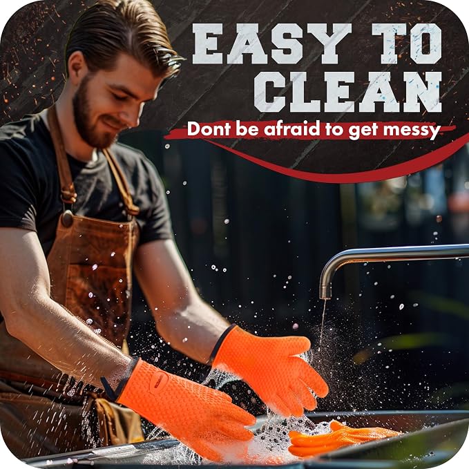KITCHEN PERFECTION Silicone Smoker Oven Gloves -Extreme Heat Resistant BBQ - Image 7