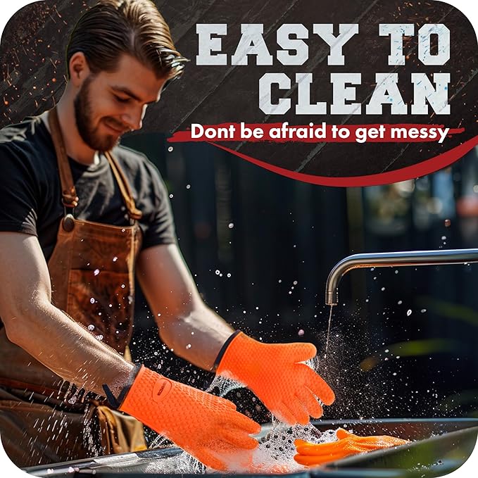 KITCHEN PERFECTION S Silicone Smoker Oven Gloves -Extreme Heat Resistant BBQ - Image 7