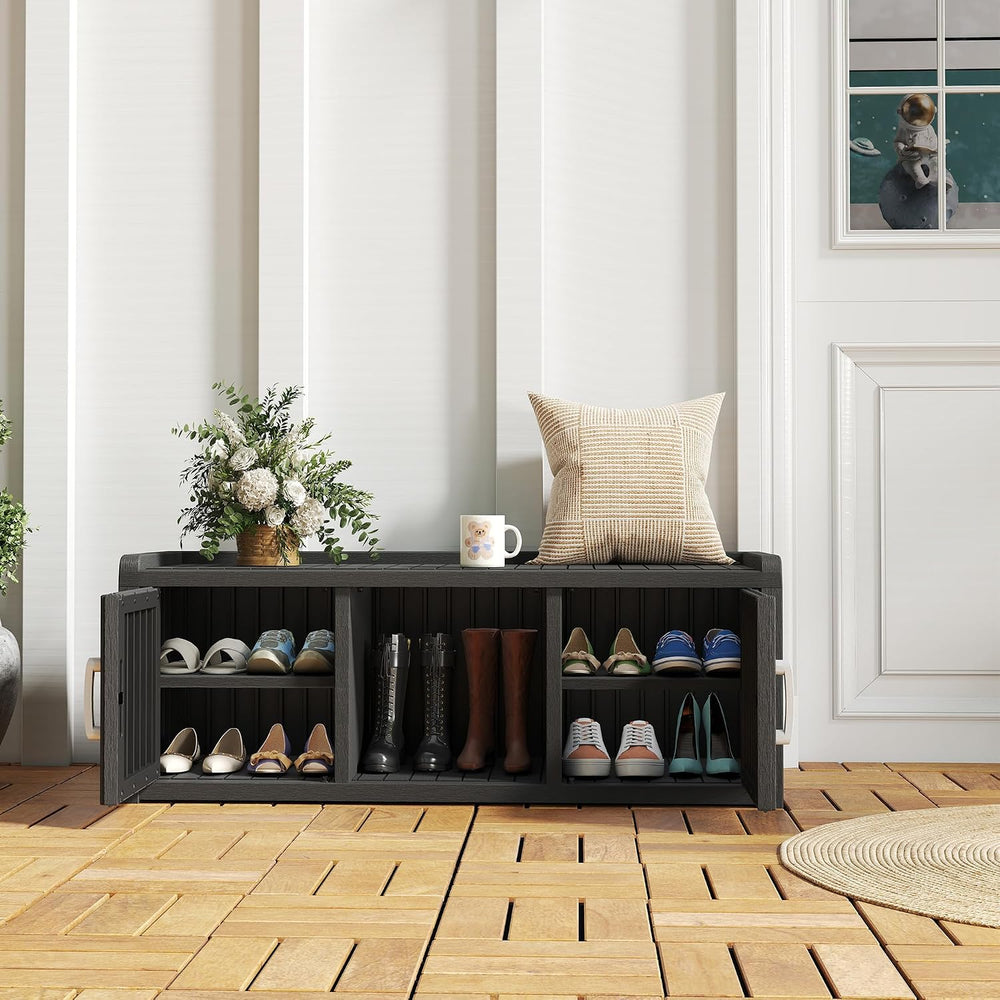 KAMABOKO Shoe Storage Cabinet Waterproof UV-Resistant, Entryway Storage Bench...