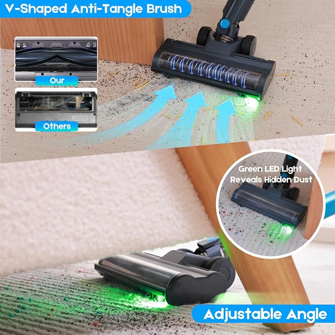 Cordless Vacuum Cleaner, 400W/45kPa/55Mins-8-in-1 Stick Vacuum Cleaners - Image 6