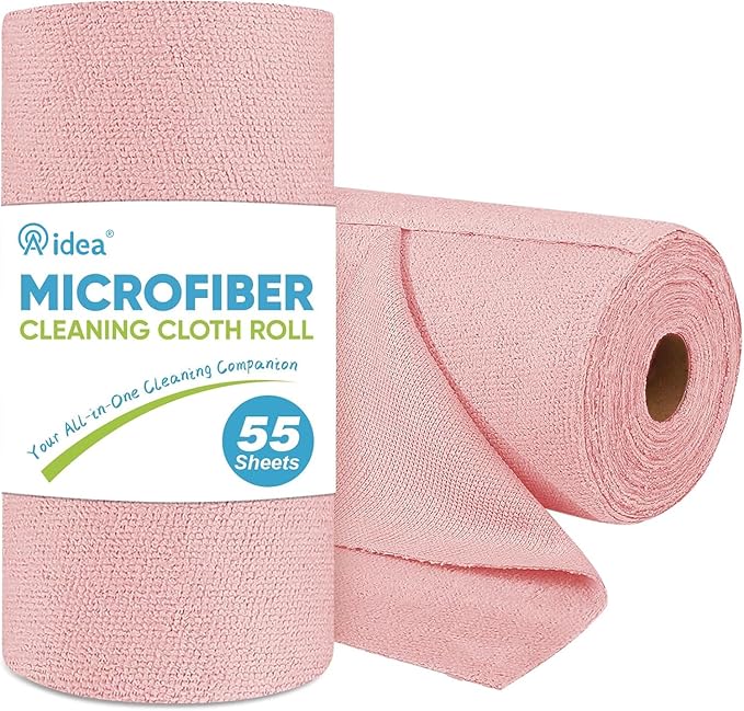 AIDEA Microfiber Cleaning Cloth Roll, 55 Sheets, Microfiber Towels by AIDEAHOME