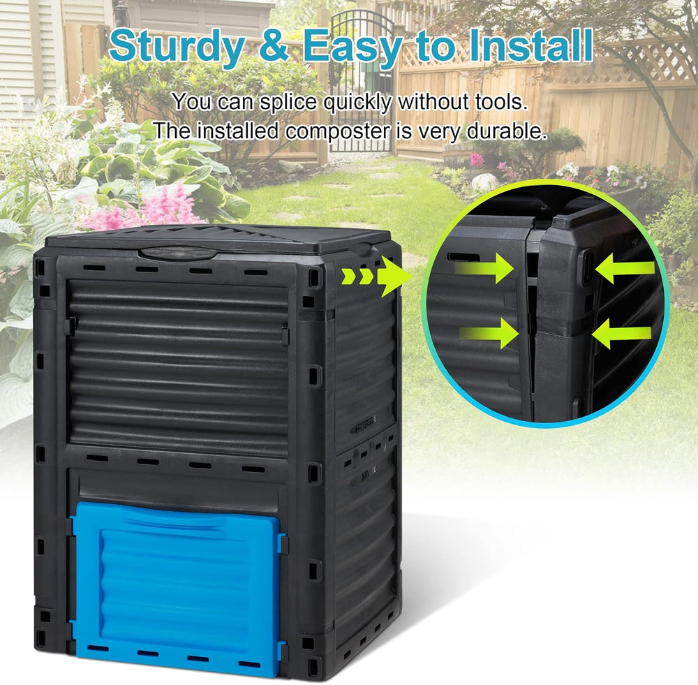 Garden Compost Bin 80 Gallon (300L) Large, Outdoor Composter from PP Material...
