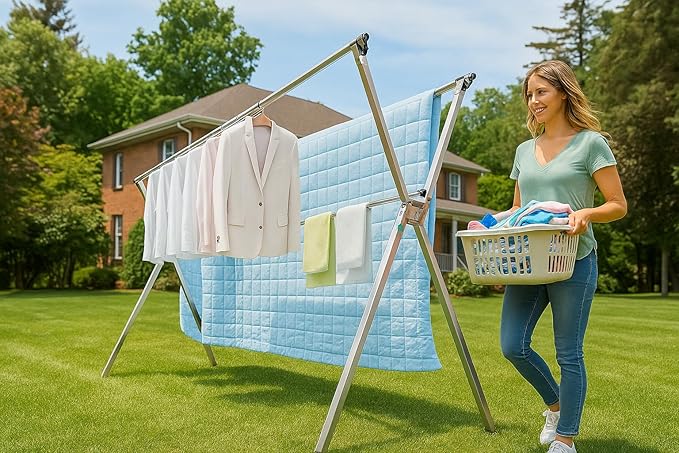 Clothes Drying Rack Folding Indoor Outdoor, Foldable Portable Laundry Drying - Image 3