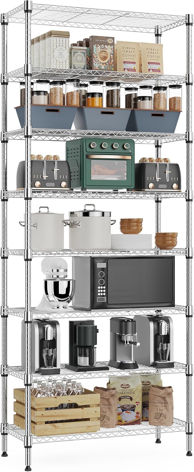 8 Tier 2000 lbs Storage Rack Metal Wire Shelving Unit, Storage Standing Shelf by MEIGAOPLASTICANDMETALHKCOLIMITED