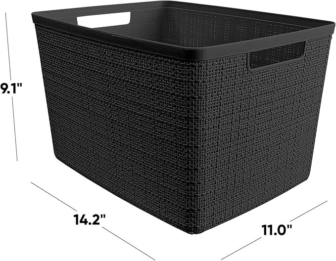 Curver Jute Large Decorative Plastic Organization and Storage Baskets, Perfect - Image 2