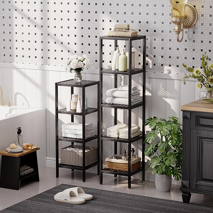 SMIBUY Bathroom Storage Shelf, 5-Tier Bamboo Rack Organizer - Image 4