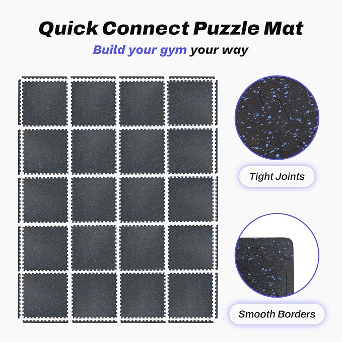 AIRHOP 0.56in Thick 96 Sq Ft Exercise Equipment Mats, 24Tiles Upgraded Rubber - Image 5