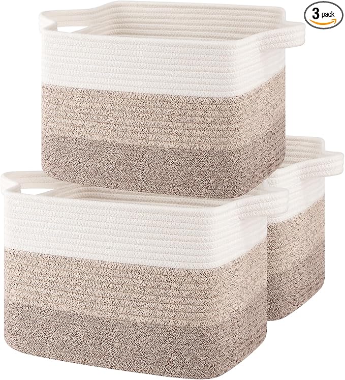 Storage Baskets for Organizing, Woven Baskets for Shelves, Rectangle Decorative by OIASKET